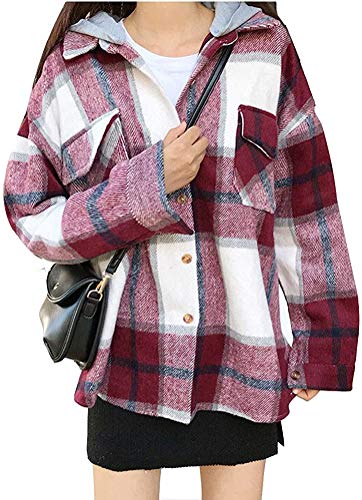 ShangSRS Damen Hemdjacke, Rot - 3