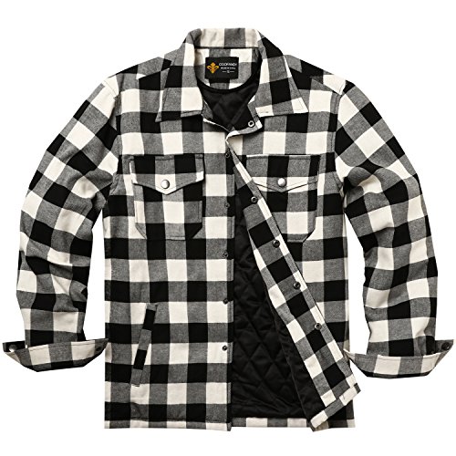 COOFANDY Herren Winter Hemdjacke, Grau/Weiß - 2