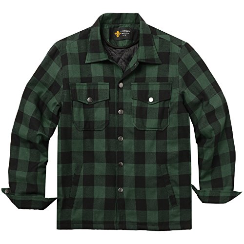 COOFANDY Herren Hemdjacke, kariert, Grün/Schwarz - 2
