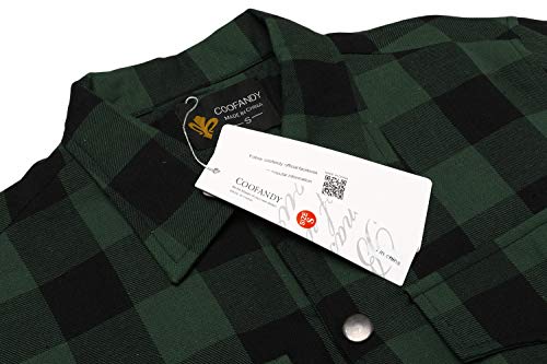 COOFANDY Herren Hemdjacke, kariert, Grün/Schwarz - 4