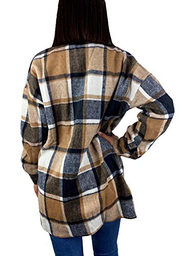 Worldclassca Damen HEMDJACKE Oversized KARO Hemd KARIERT HOLZFÄLLERHEMD LANGARMHEND MIT Brusttaschen Designer HEMDBLUSE Bluse Shirt NEU Blogger S-L 36-44 (L, Muster #C01) - 2