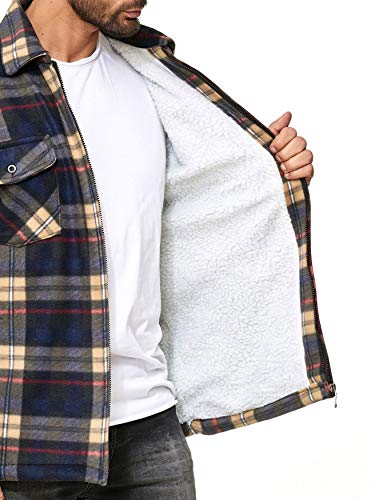 EGOMAXX Herren Hemdjacke, Braun/Blau - 2