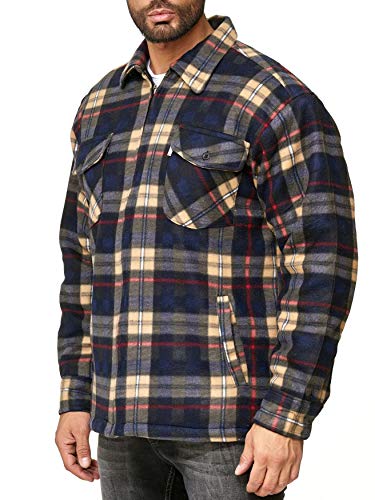 EGOMAXX Herren Hemdjacke, Braun/Blau - 5