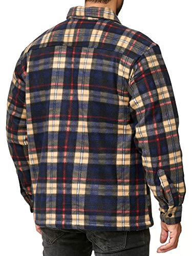 EGOMAXX Herren Hemdjacke, Braun/Blau - 6