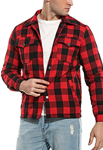 COOFANDY Hemdjacke, kariert, Rot - 2