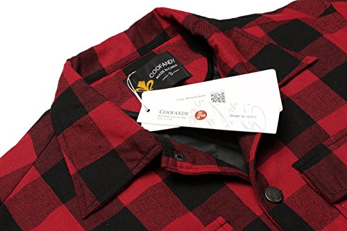 COOFANDY Hemdjacke, kariert, Rot - 4