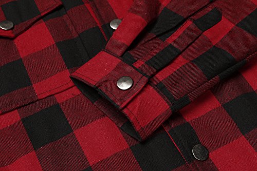 COOFANDY Hemdjacke, kariert, Rot - 5
