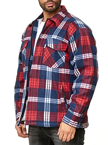 EGOMAXX gefütterte Herren Hemdjacke, Blau/Rot - 4