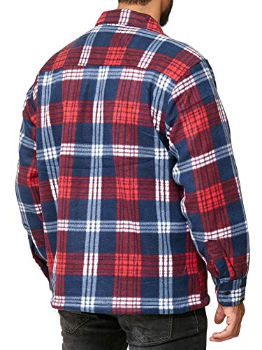 EGOMAXX gefütterte Herren Hemdjacke, Blau/Rot - 6